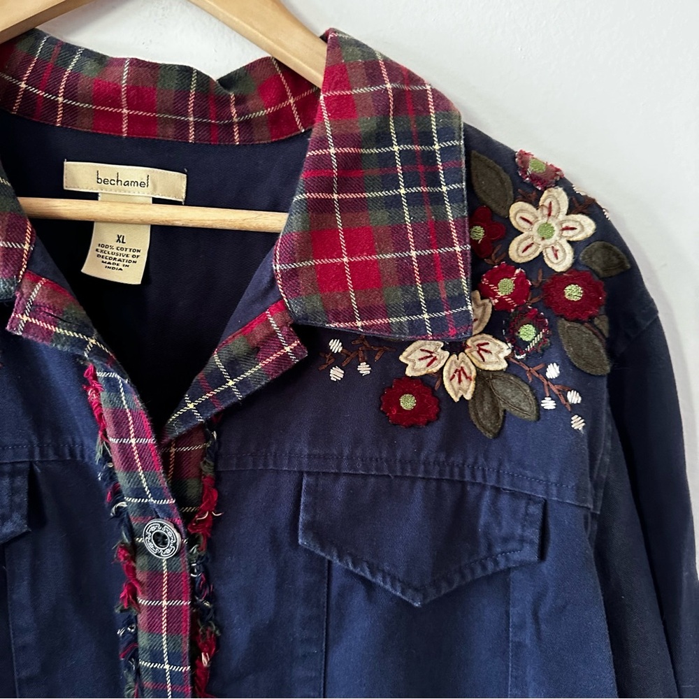 Bechamel Utility Twill Patchwork Plaid Jacket (Bi… - image 3